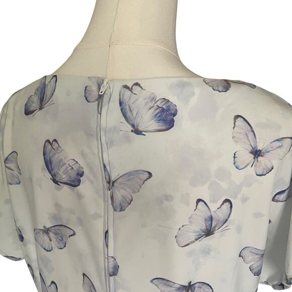 Womens Butterfly Peplum Tee Shirt Top Nature Lightweight White Flutter Medium - Picture 4 of 5